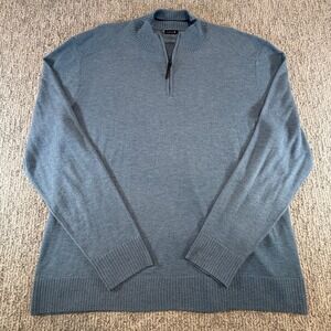 Smartwool Quarter Zip Sweater Mens XL Blue Merino Wool Blend Mock Neck Pullover